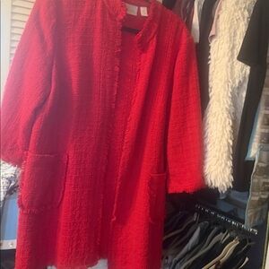 Chico's Vibrant Red Knit boucle topper jacket